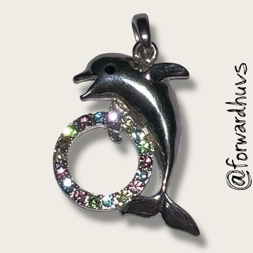 Bundle Sale 3 for $15 | Dolphin Pendant – Multicolor Rhinestones (-1)